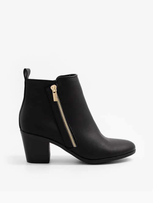 MyRunway Shop Woolworths Black Double Zip Block Heel Ankle Boots for